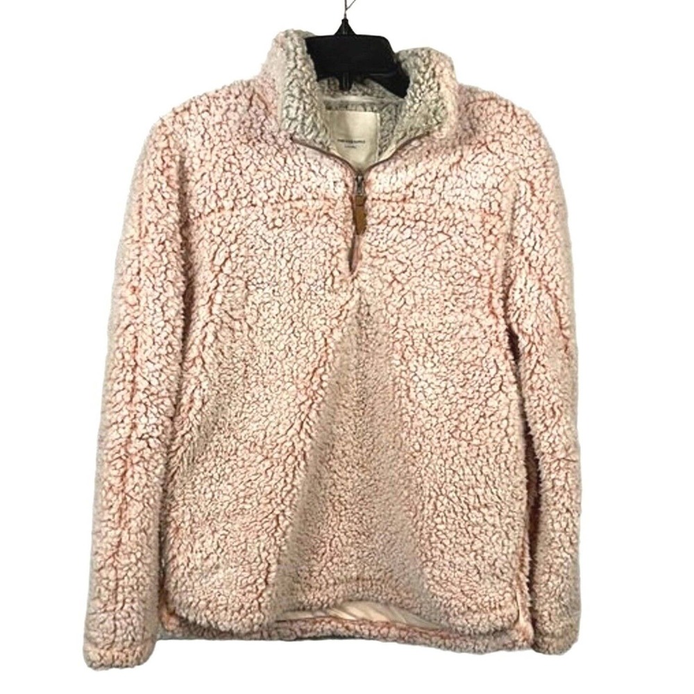 Thread & Supply Sz S Wubby Fleece Pullover 1/4 Zip Teddy Jacket Smoke Rose Pink